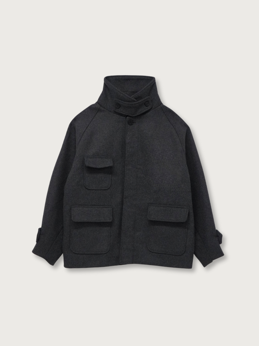flap pocket wool coat