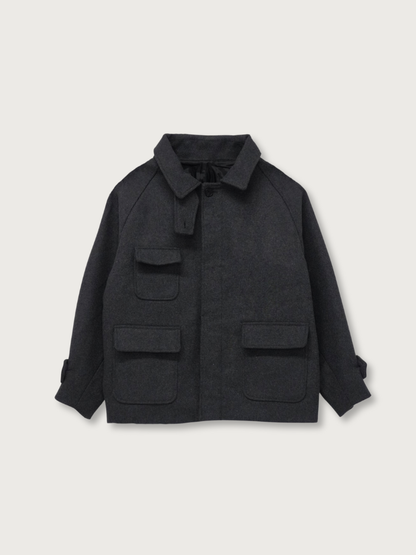 flap pocket wool coat