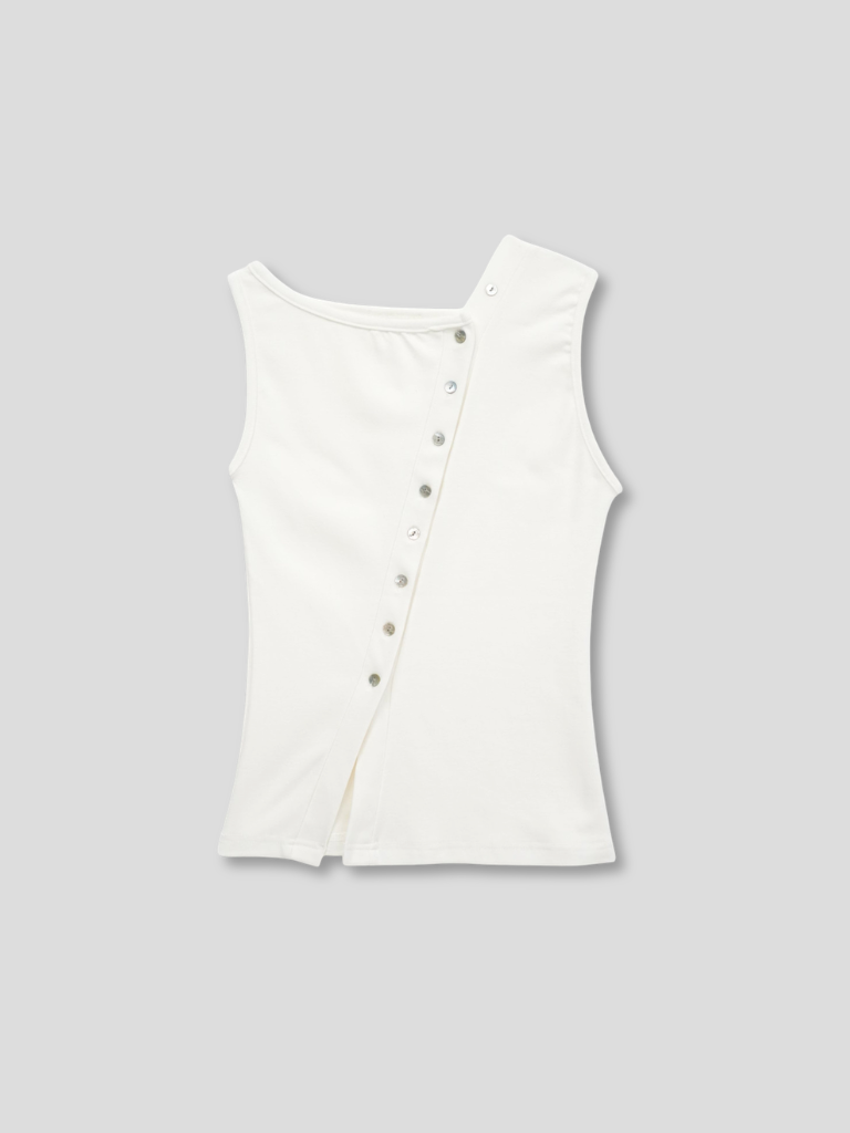 asymmetric button top