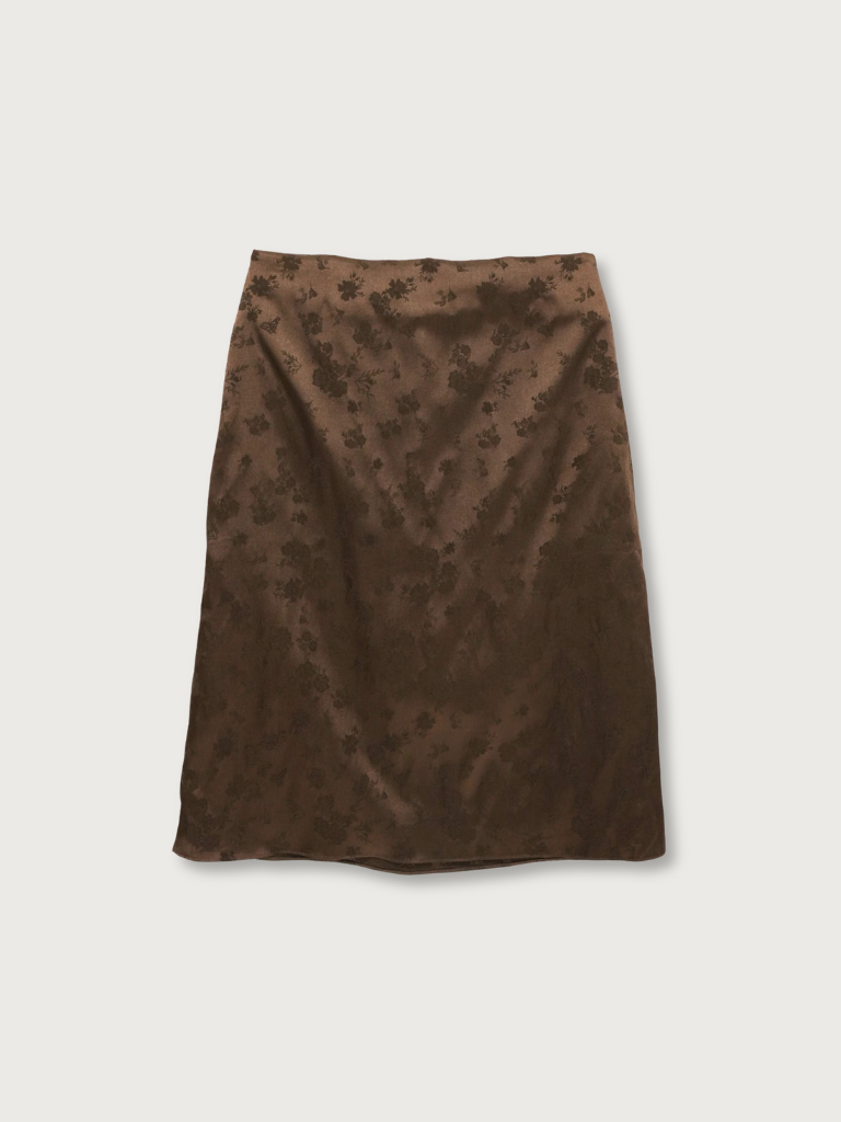 flower satin midi skirt