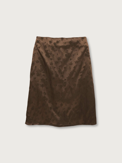 flower satin midi skirt