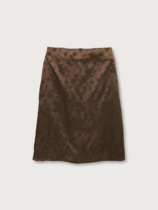 flower satin midi skirt