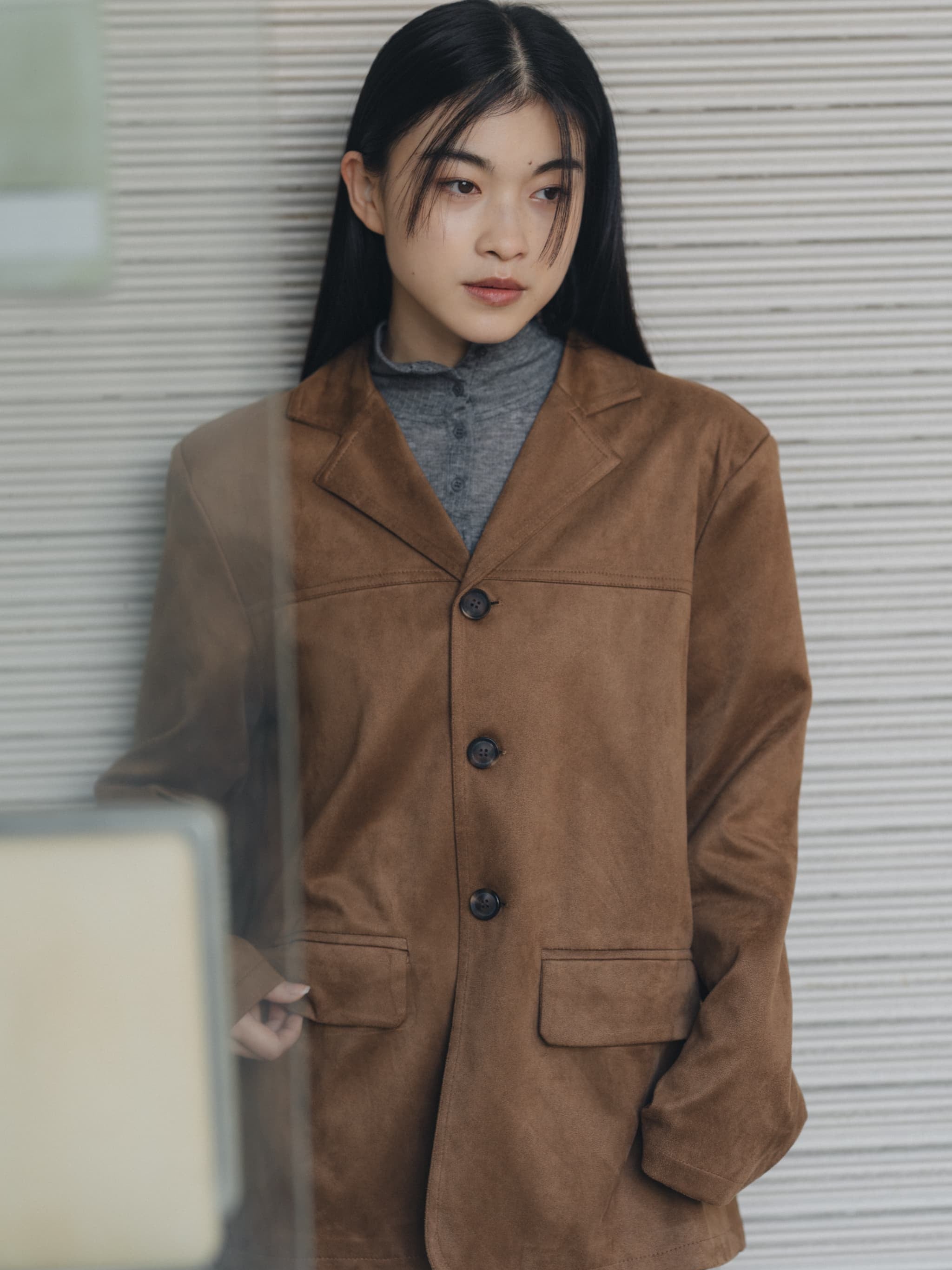 ジャケット・アウター geeong loose suede jakect loose suede jacket – geeong
