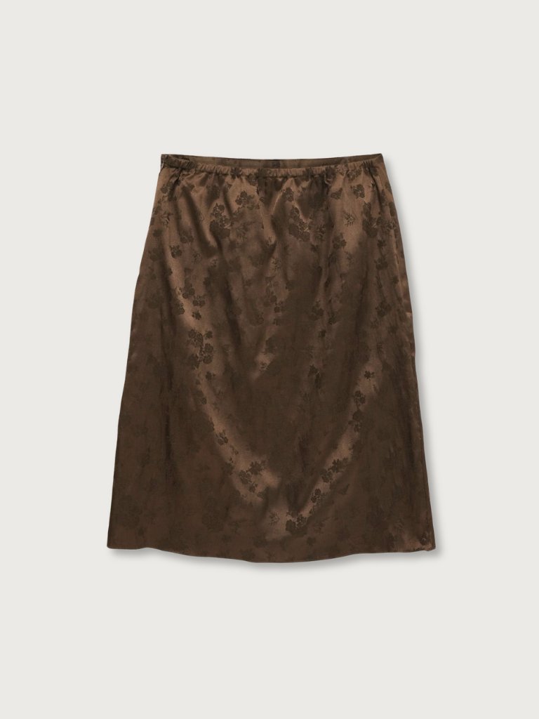 flower satin midi skirt