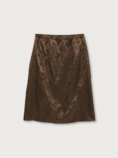 flower satin midi skirt
