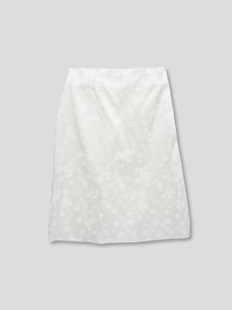 flower satin midi skirt
