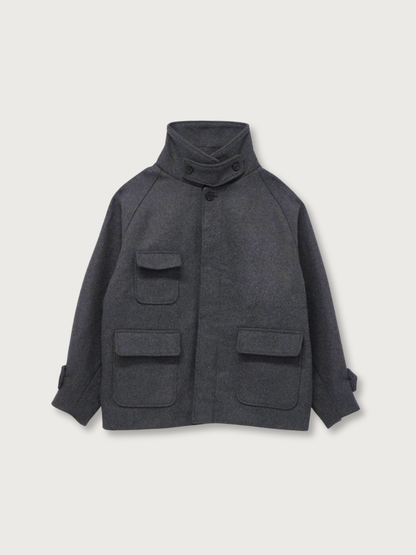 flap pocket wool coat