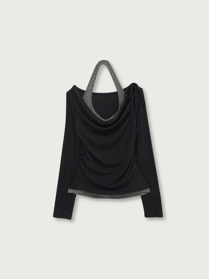 dot halter layered tops