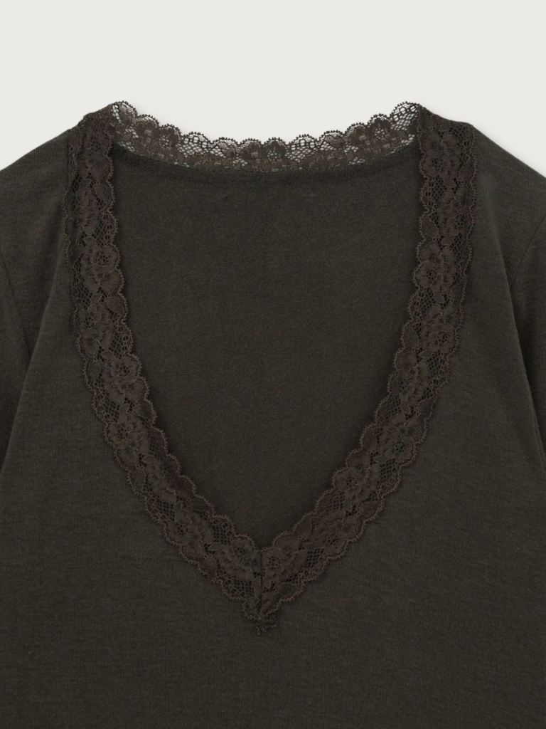 deep V lace top