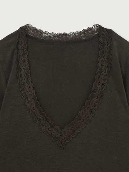 deep V lace top