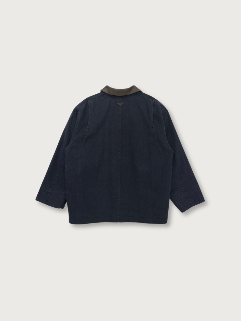 【先行予約販売】leather collar denim jacket