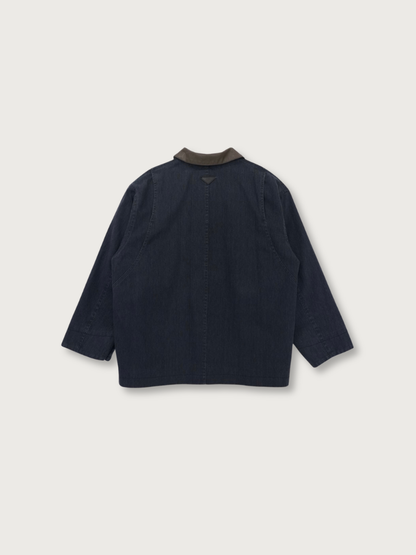 【先行予約販売】leather collar denim jacket