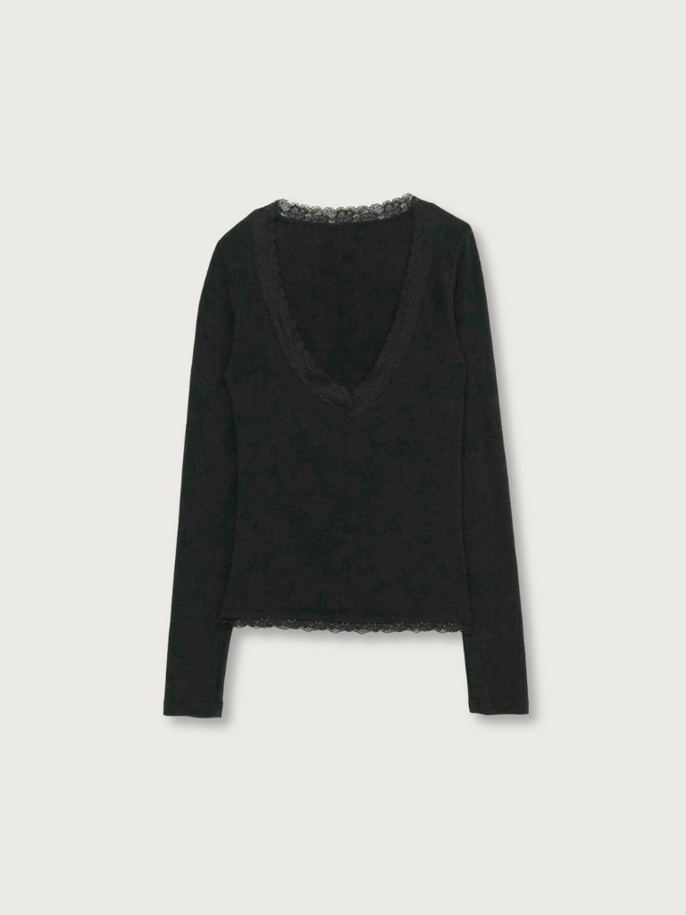 deep V lace top