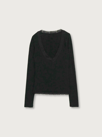 deep V lace top