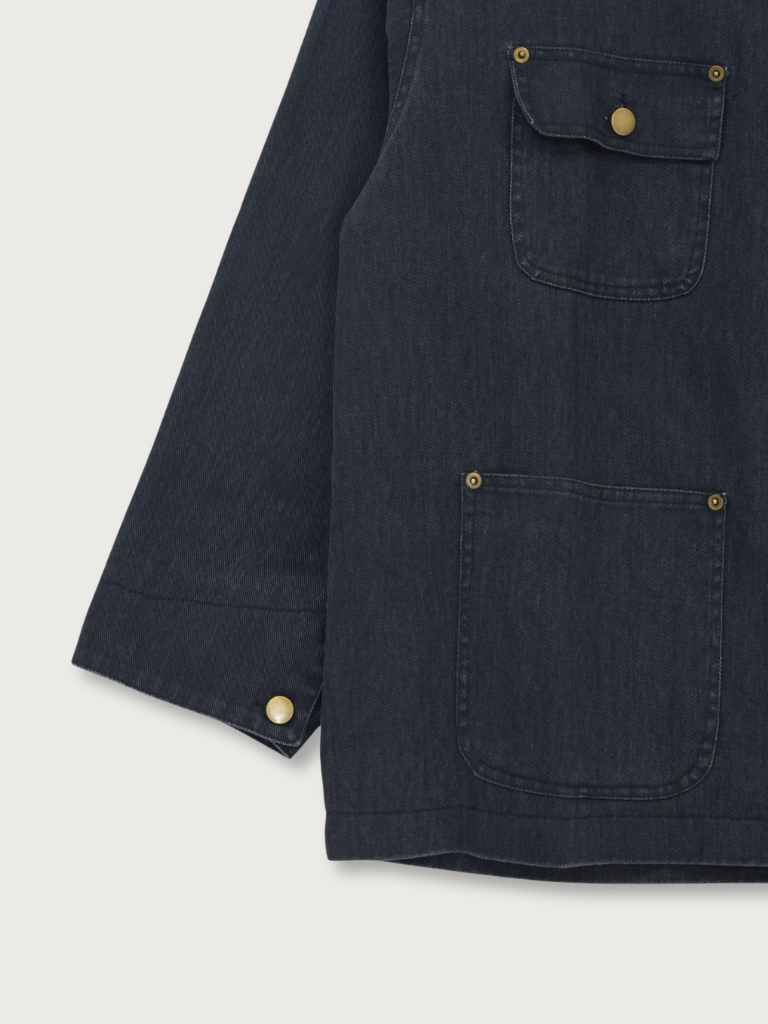 【先行予約販売】leather collar denim jacket