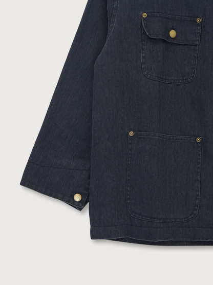 【先行予約販売】leather collar denim jacket