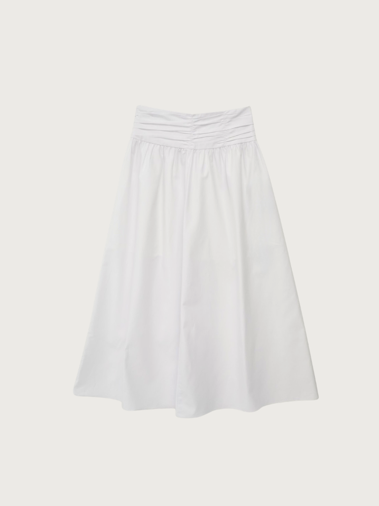shirred flare skirt