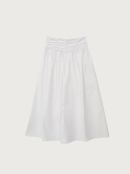 shirred flare skirt
