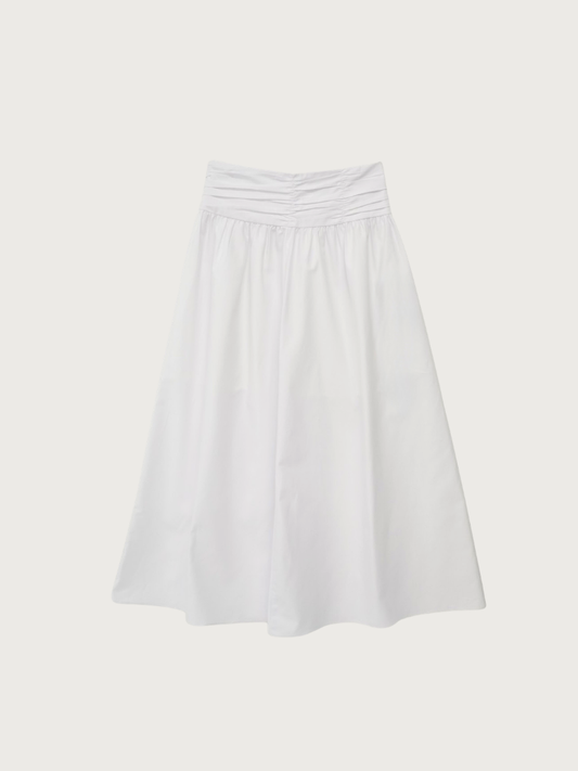 shirred flare skirt