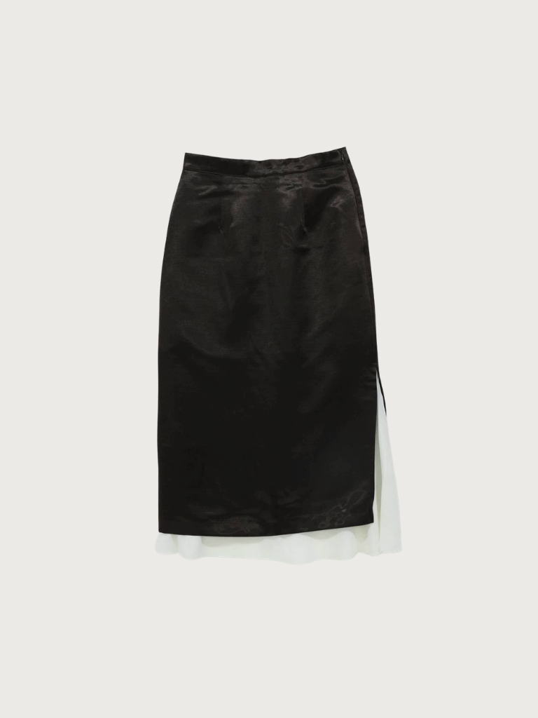 satin slit skirt