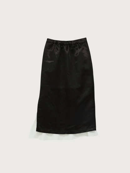 satin slit skirt