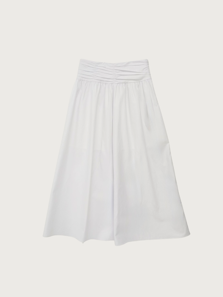 shirred flare skirt