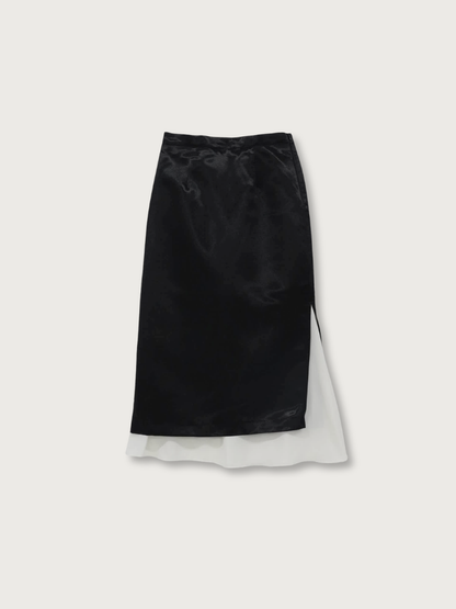 satin slit skirt