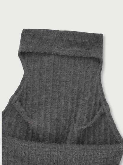 fuzzy mock neck top