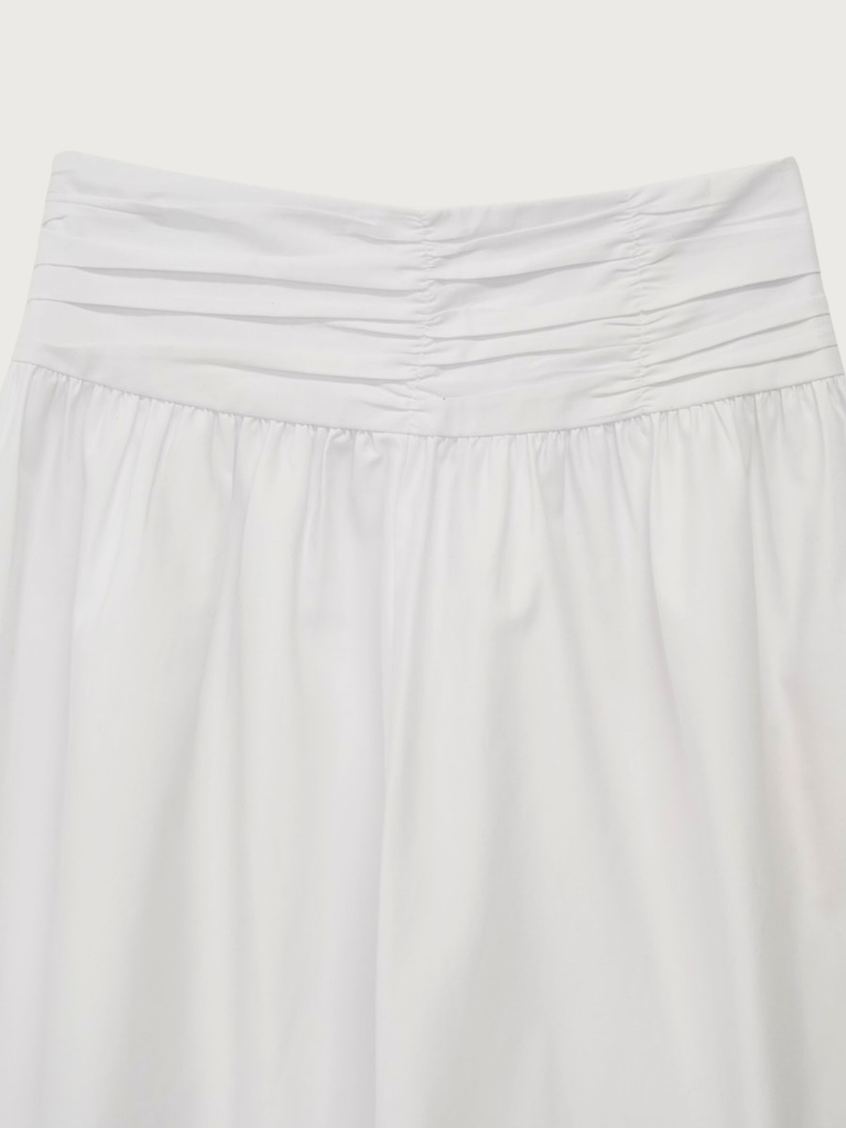 shirred flare skirt