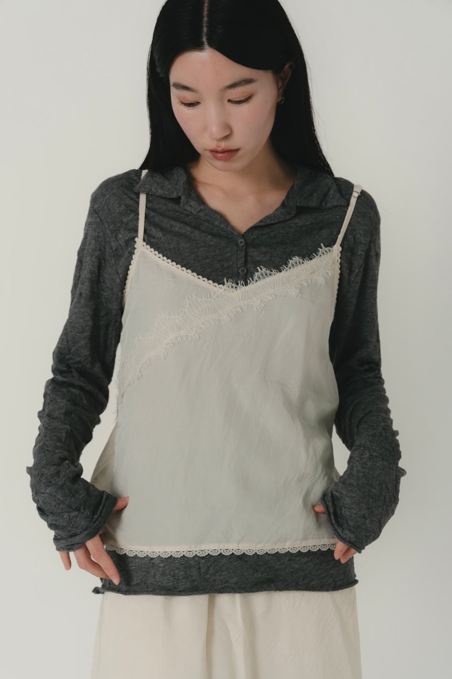 lace line satin cami