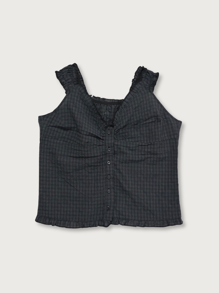 check ruffle sleeveless