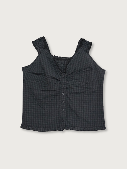 check ruffle sleeveless