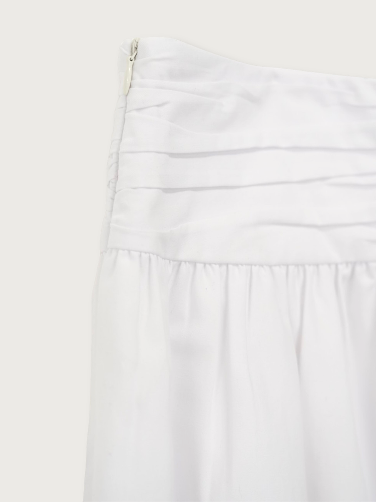 shirred flare skirt
