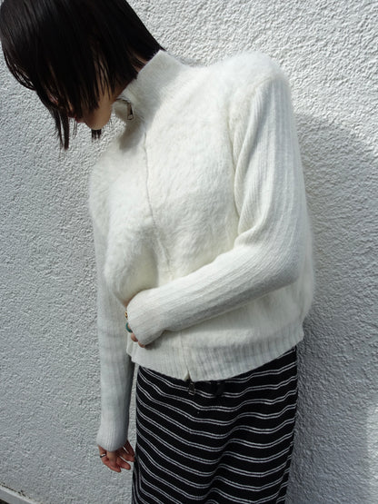fuzzy half-zip knit