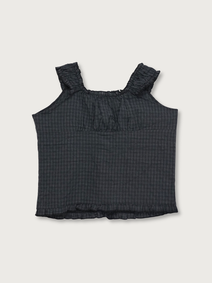 check ruffle sleeveless
