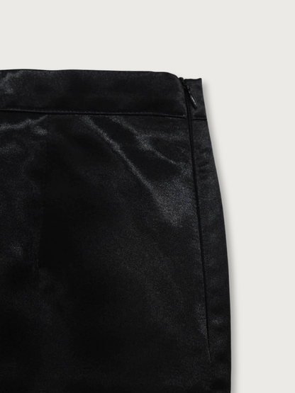 satin slit skirt