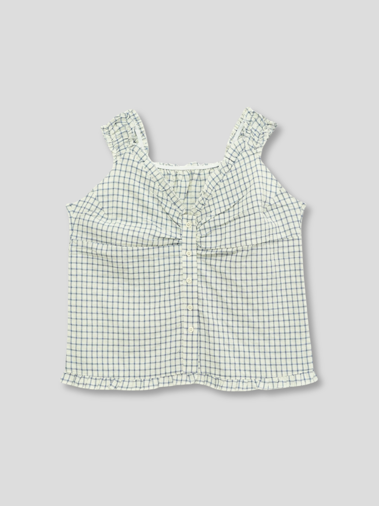 check ruffle sleeveless