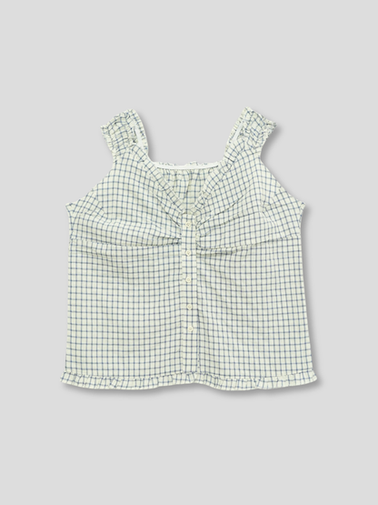 check ruffle sleeveless