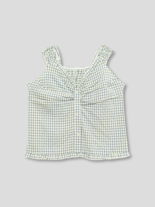 check ruffle sleeveless