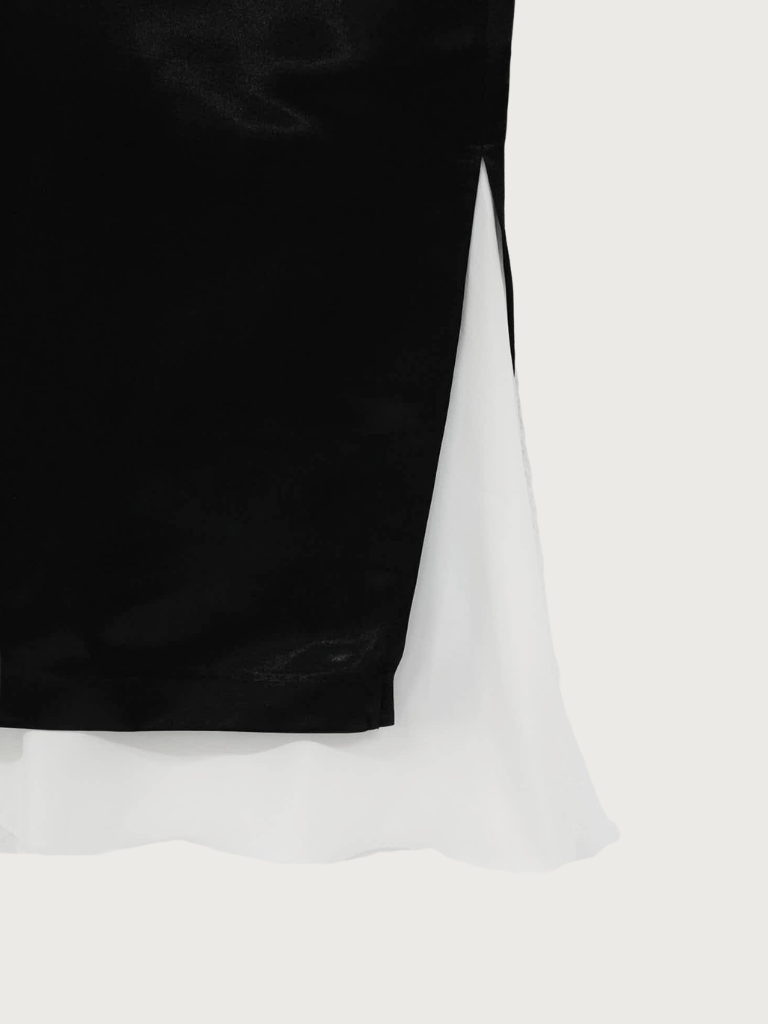 satin slit skirt
