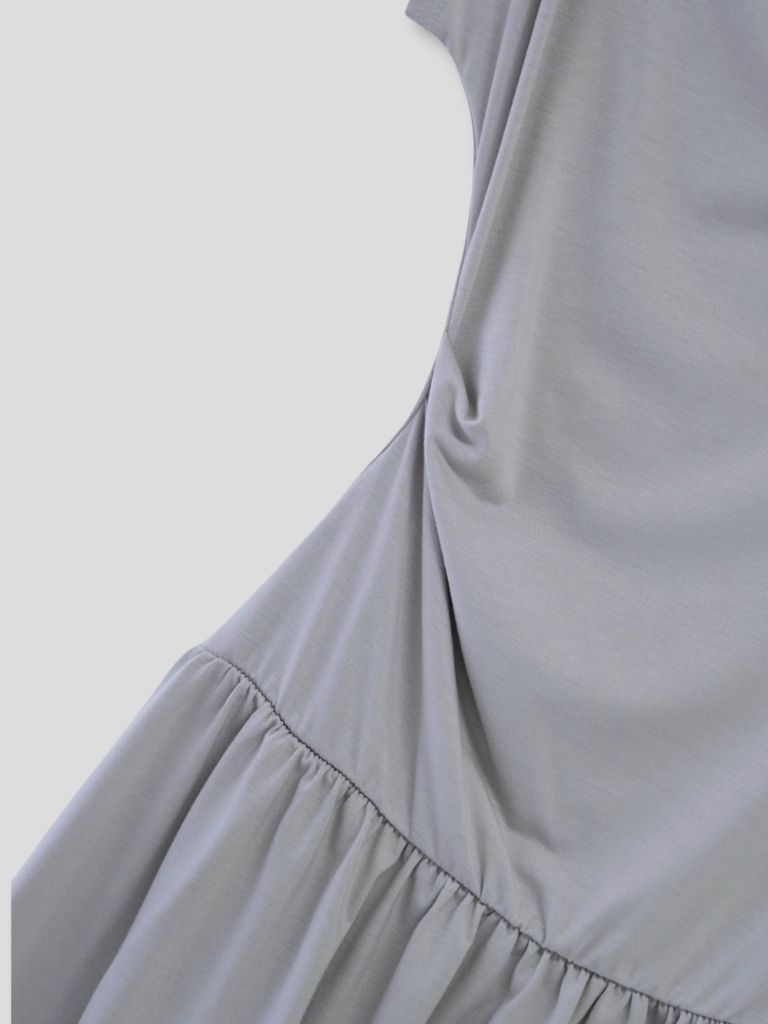 half shoulder gather tops