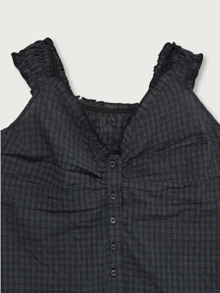 check ruffle sleeveless
