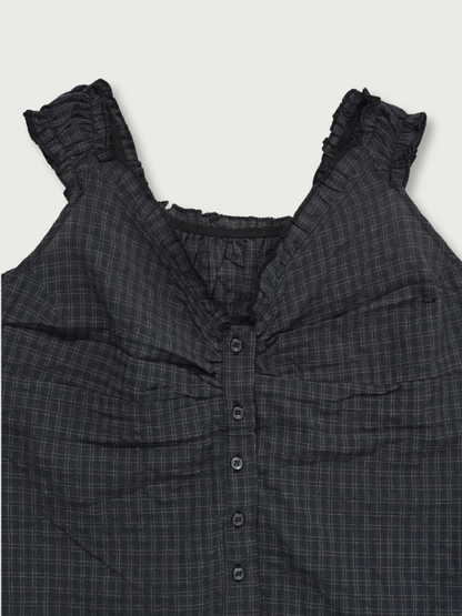 check ruffle sleeveless