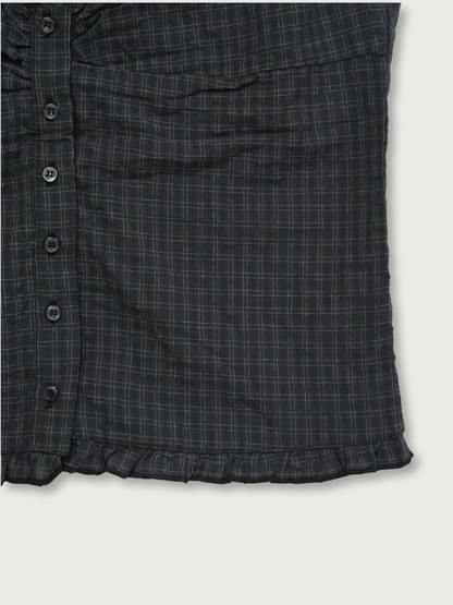 check ruffle sleeveless