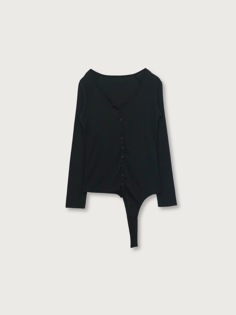 curved hem button top