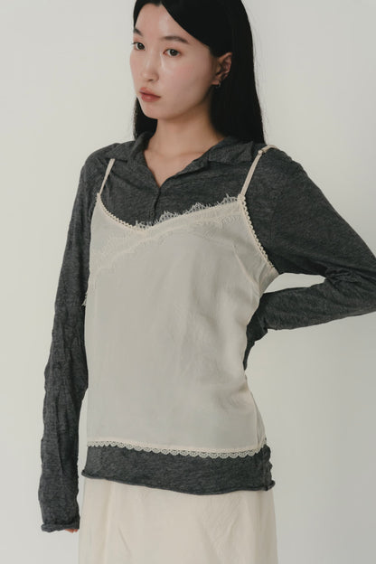 lace line satin cami