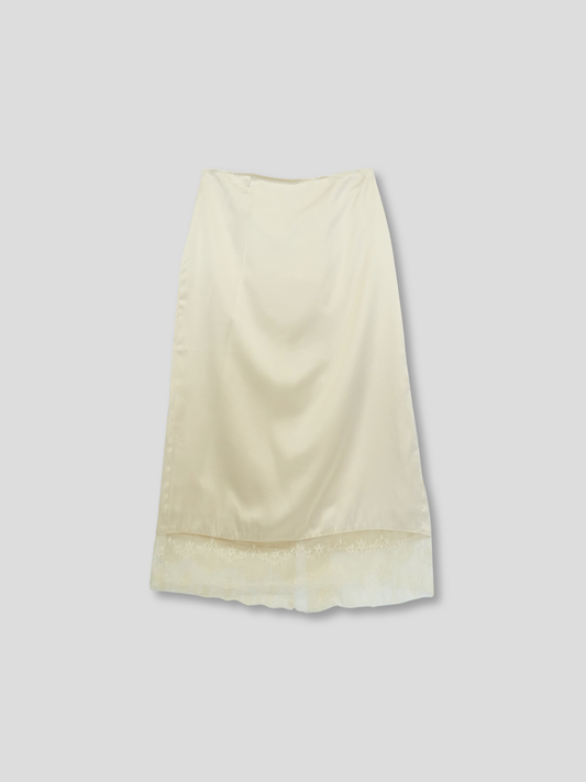 lace satin long skirt