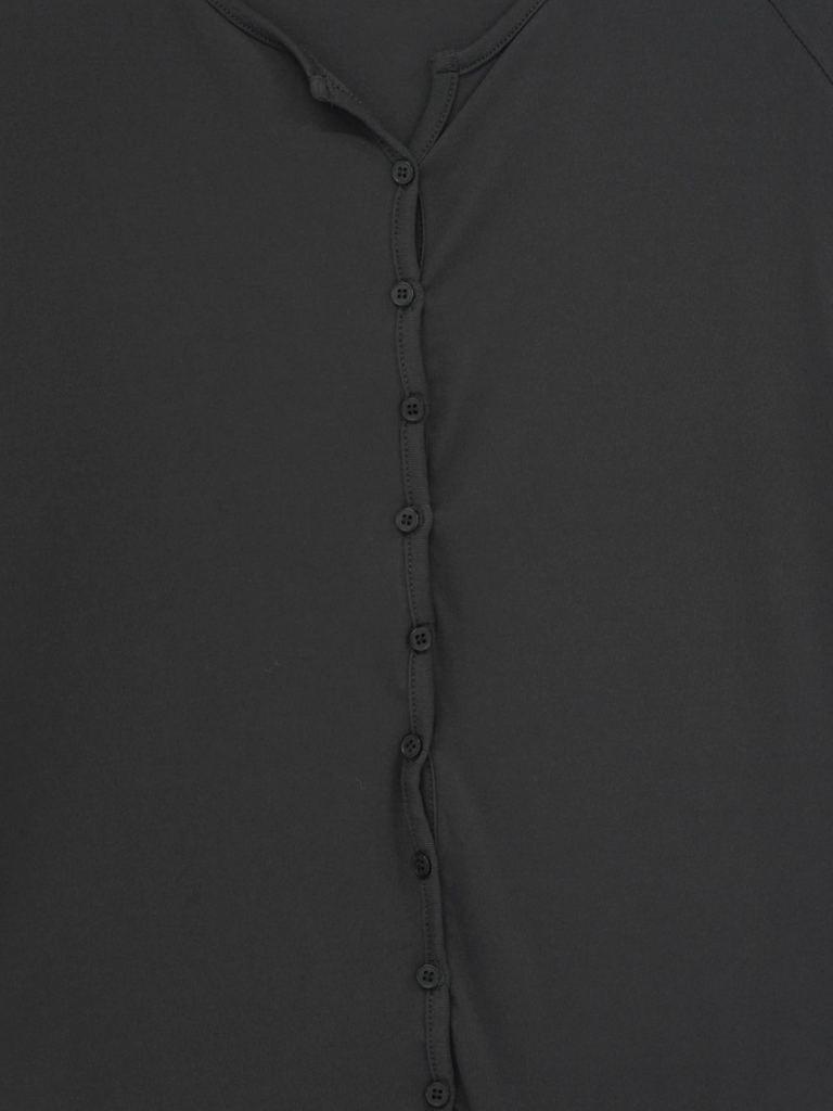 curved hem button top