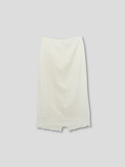 lace satin long skirt