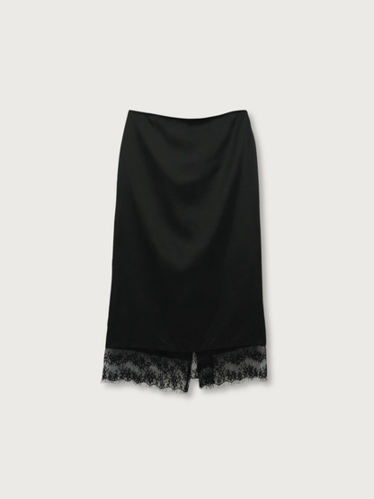 lace satin long skirt